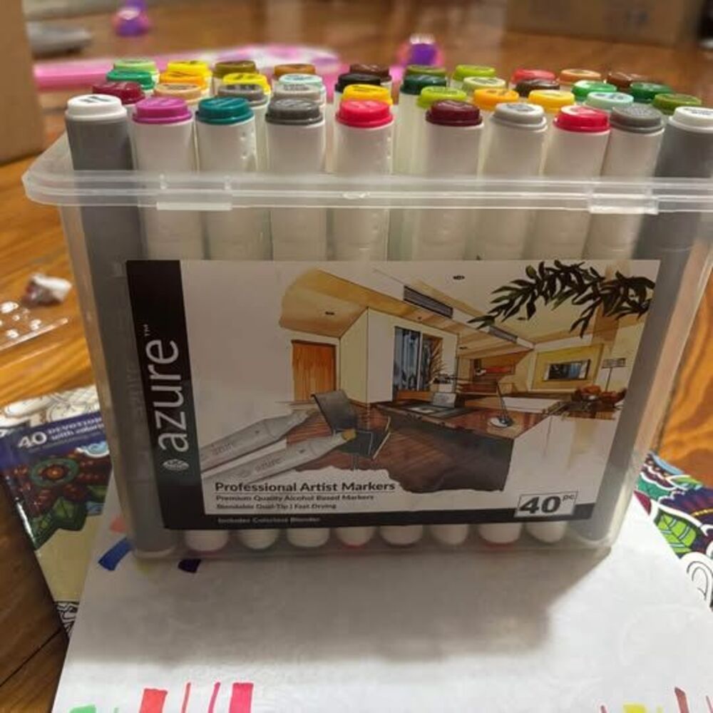63 Pc Dual Tip Alcohol Art Marker Lot Azure MMFB Illustration